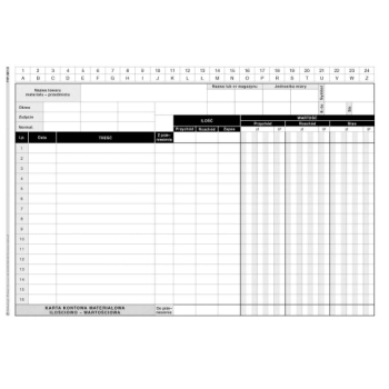 Karta kontowa materiałowa ilośc-wart. A5 437-3